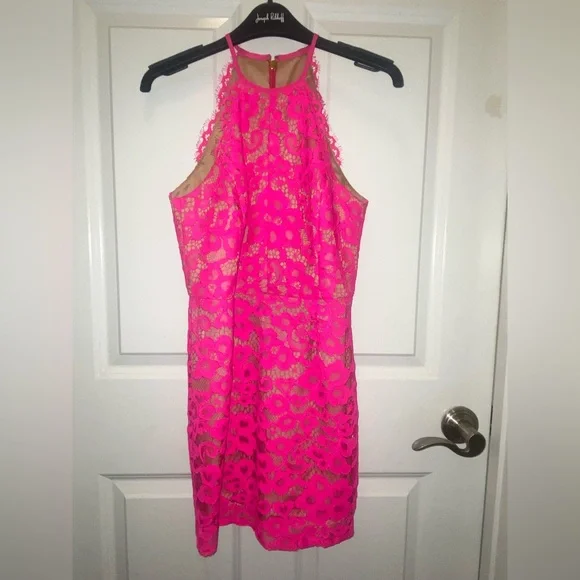 Trina Turk pink lace dress